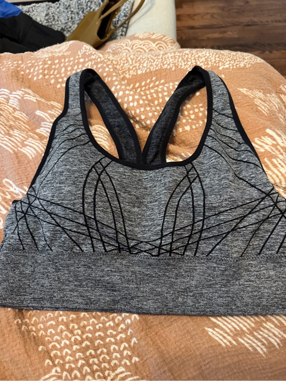 RBX Grey and Black Racerback Sports Bra